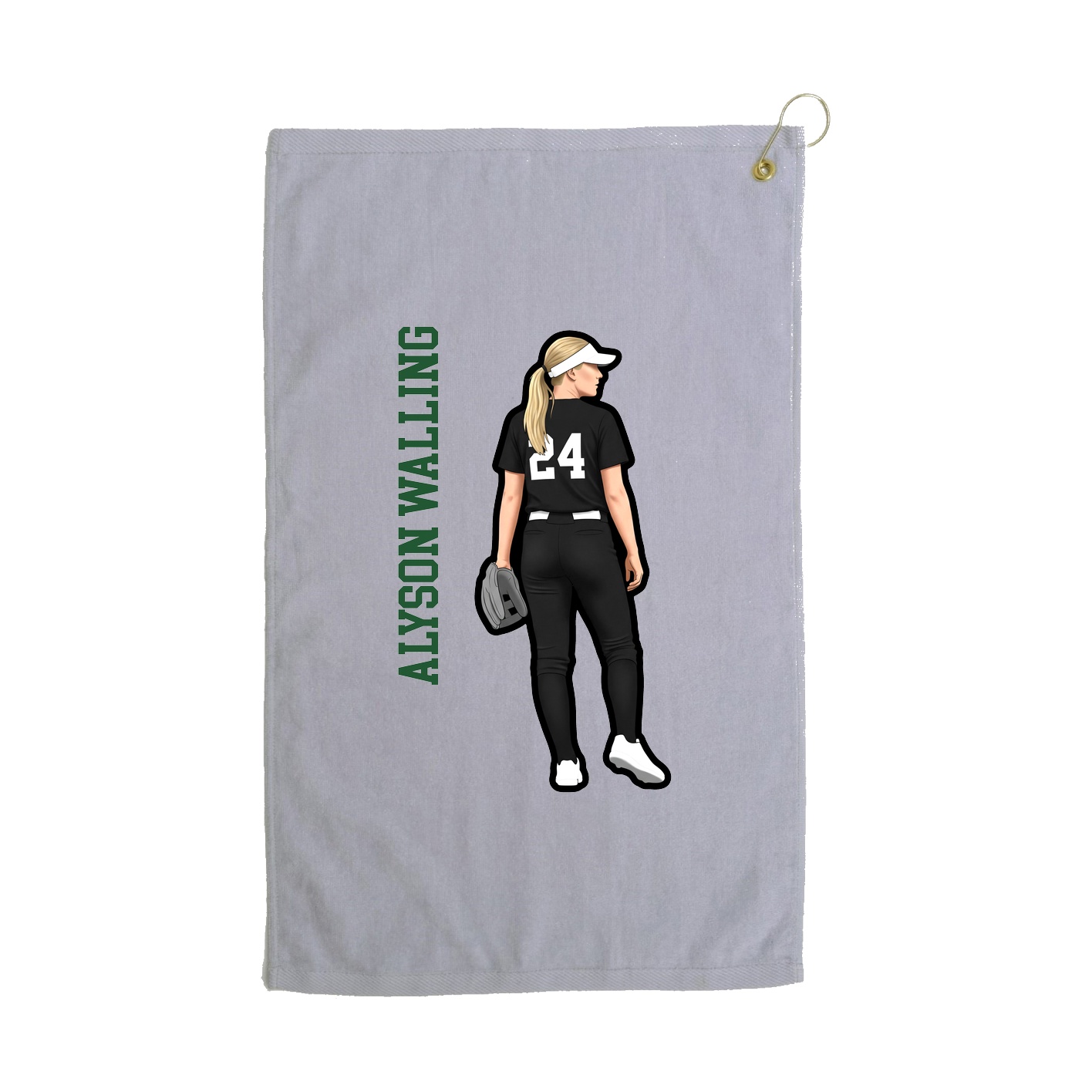 Golf Towel — Name Vertical in Grey