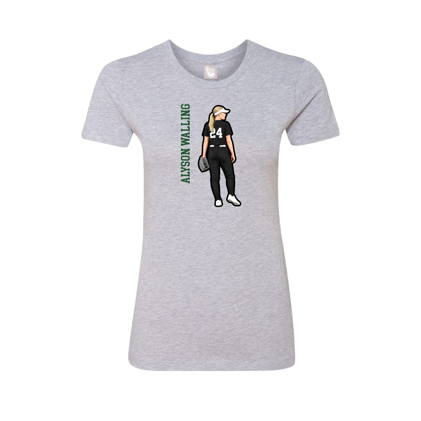 Fitted Women's Tee — Name Vertical in Grey