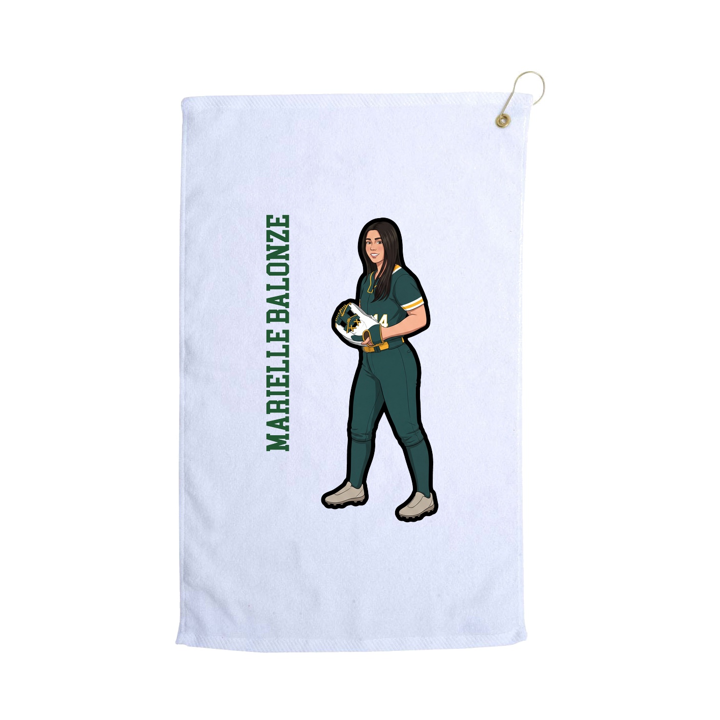 Golf Towel — Name Vertical in White