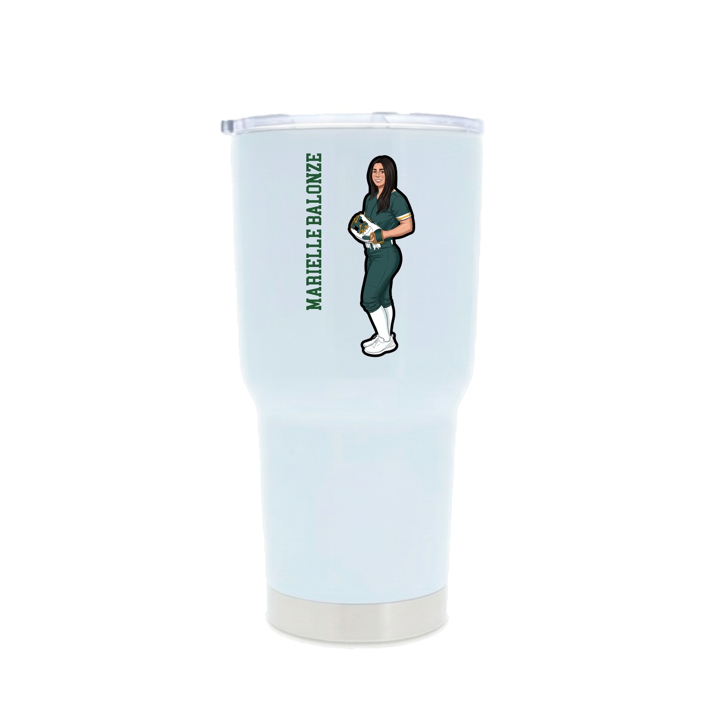 30oz Stainless Steel Tumbler — Name Vertical in White
