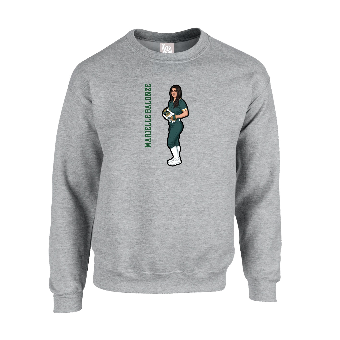 Fleece Crew — Name Vertical in Grey