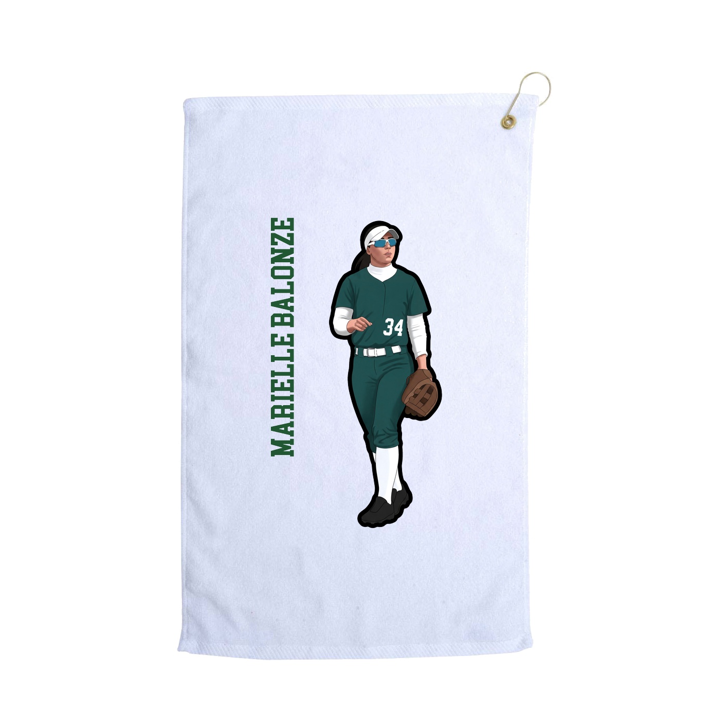 Golf Towel — Name Vertical in White
