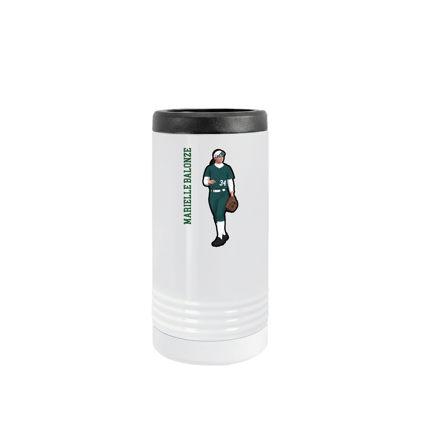 Slim Beverage Holder — Name Vertical in White