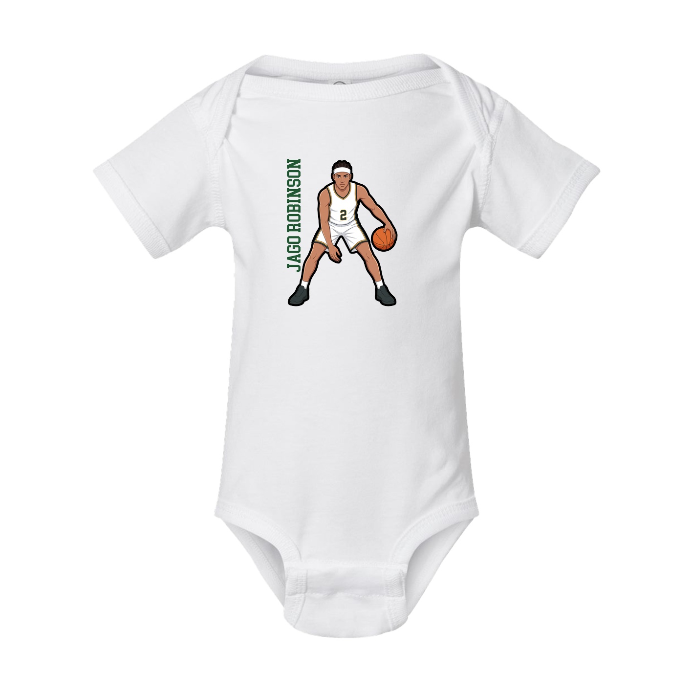 Baby Onesie — Name Vertical in White