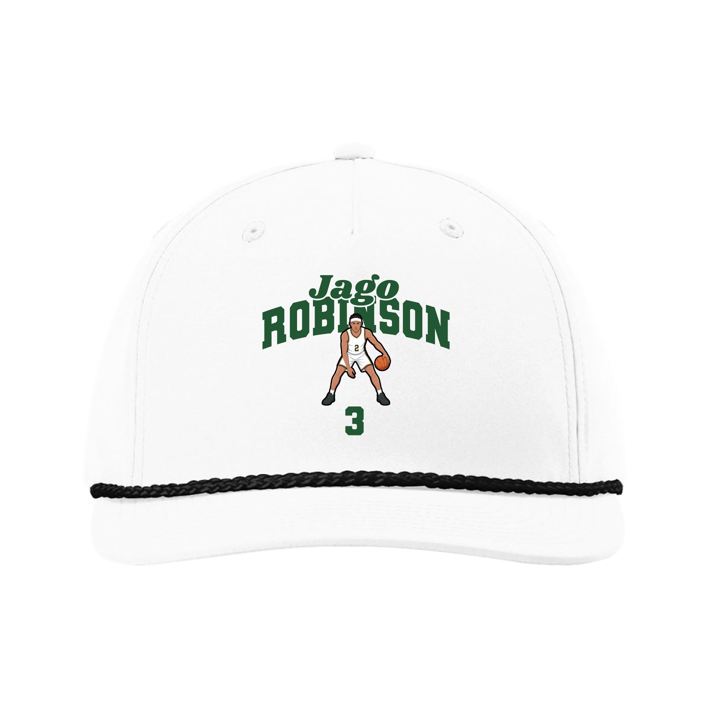 Five-Panel Classic Rope Cap — Signature Arch in White