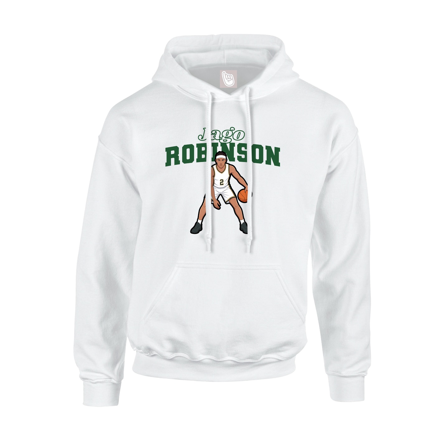 Youth Hoodie — Name Arch in White