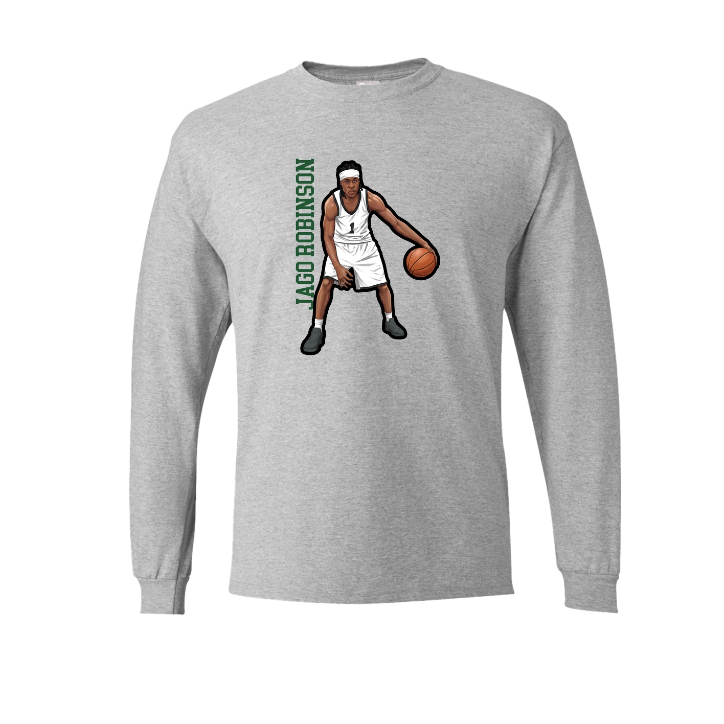 Long Sleeve Tee — Name Vertical in Grey