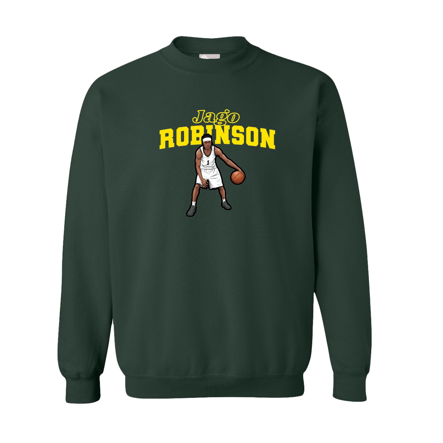 Fleece Crew — Name Arch in Green