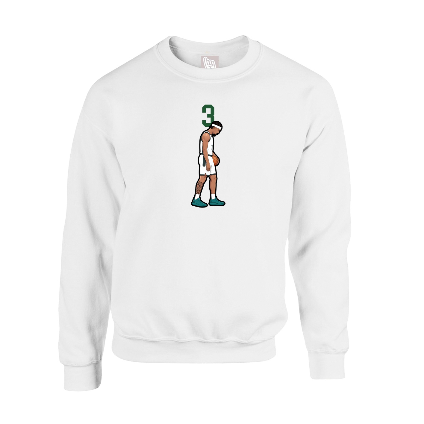 Fleece Crew — Number Top in White