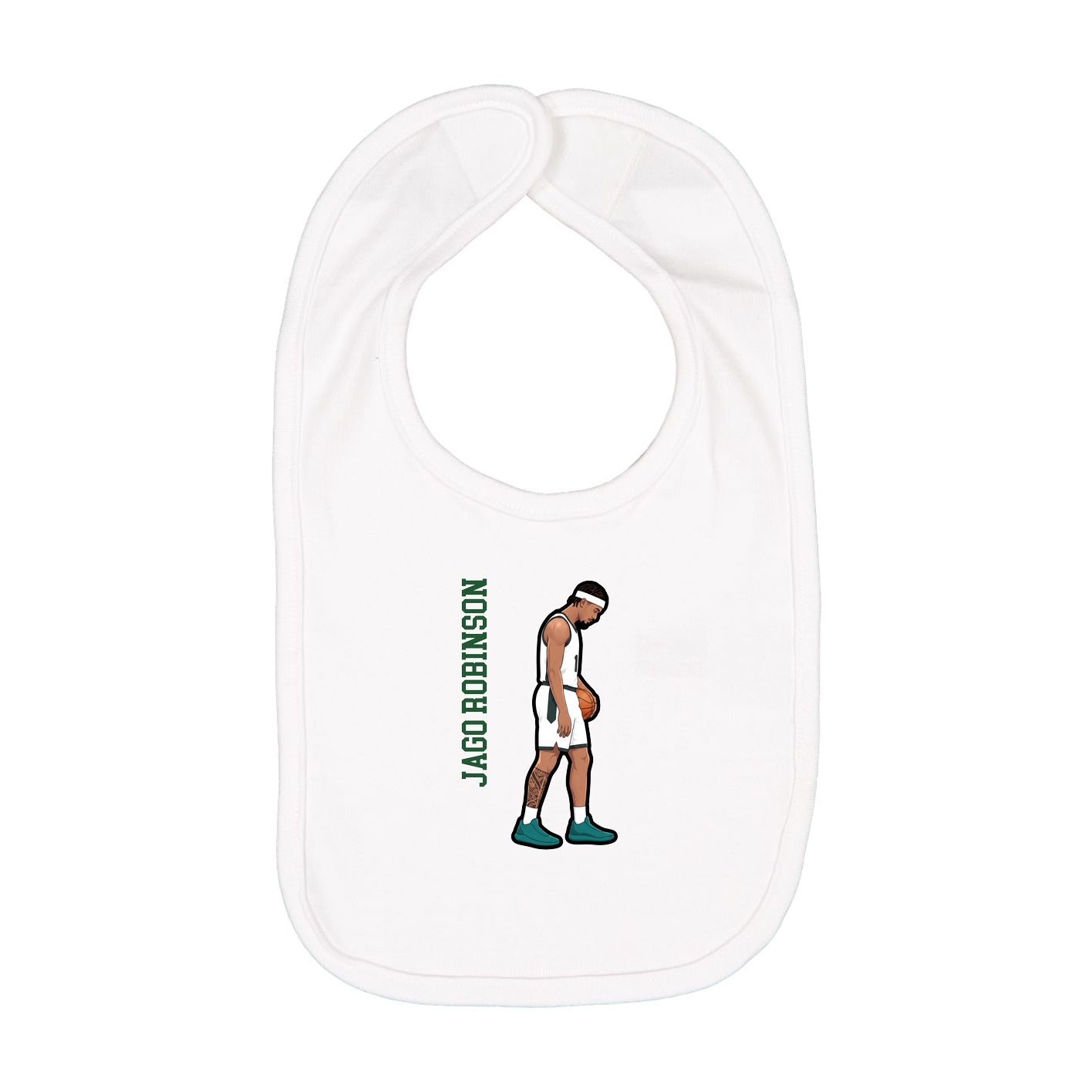 Infant Bib — Name Vertical in White
