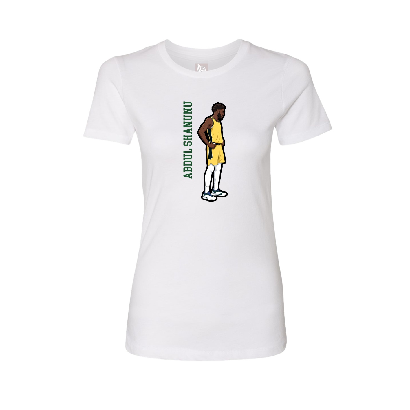 Fitted Women's Tee — Name Vertical in White