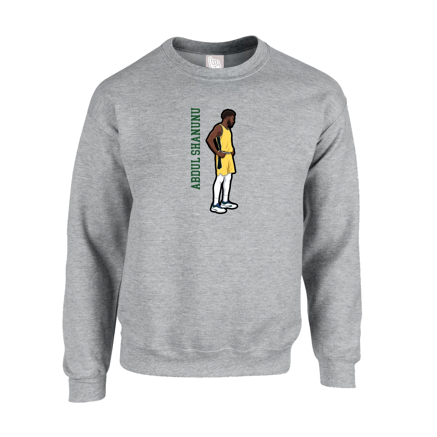 Fleece Crew — Name Vertical in Grey