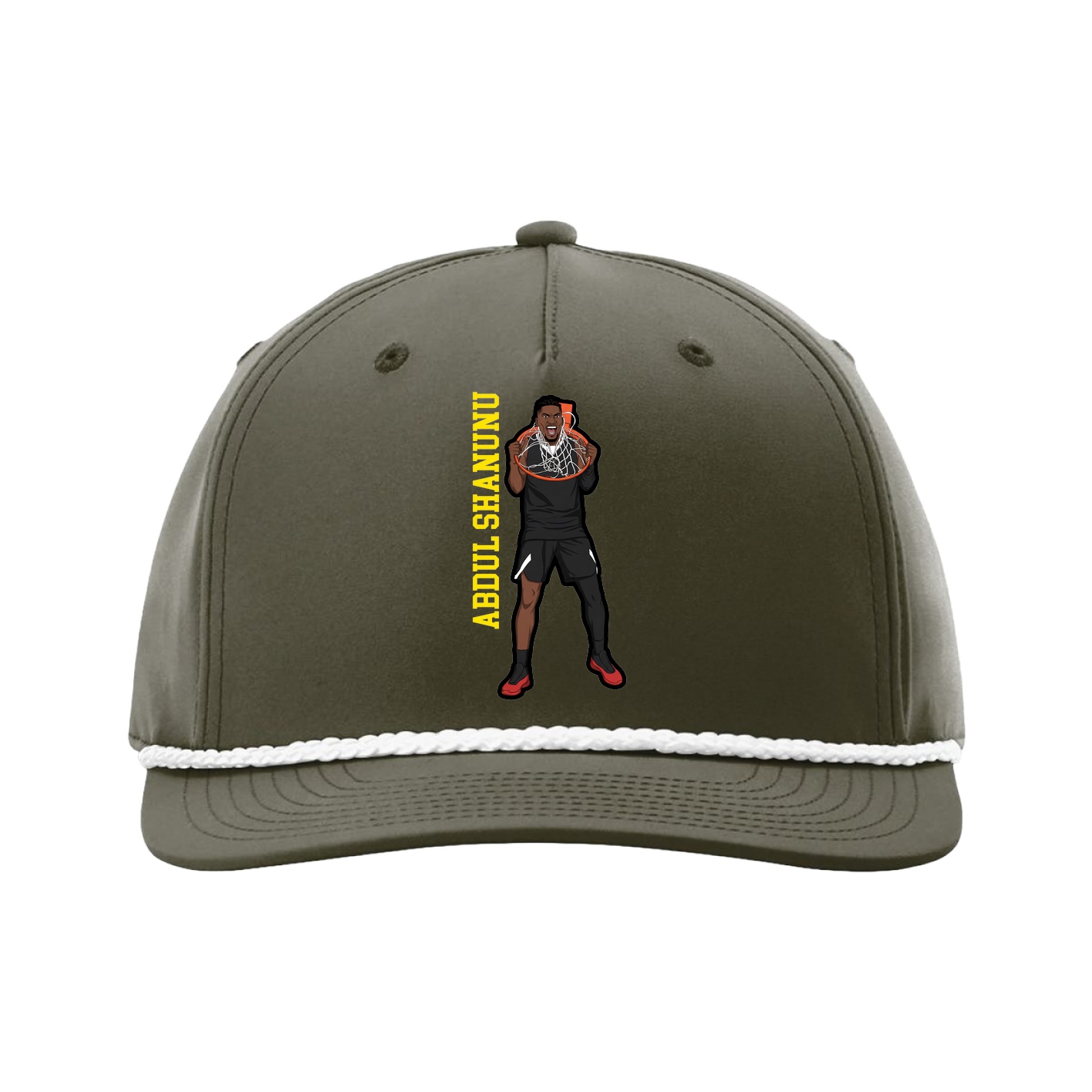 Five-Panel Classic Rope Cap — Name Vertical in Green