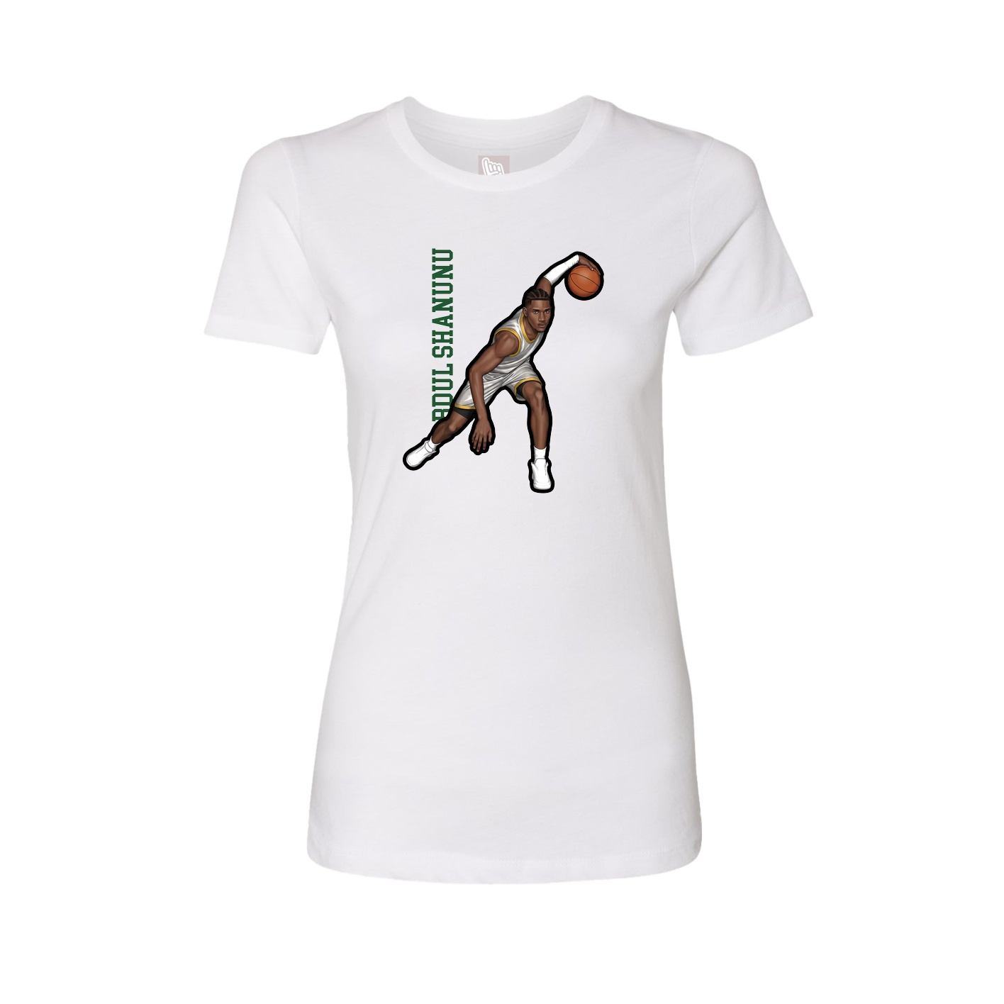 Fitted Women's Tee — Name Vertical in White