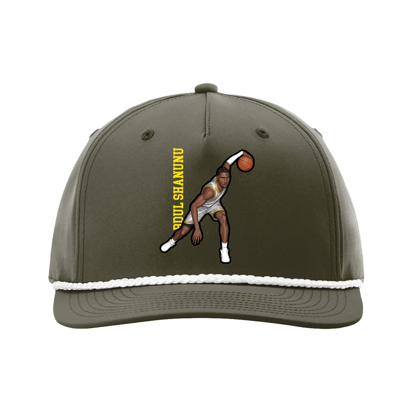 Five-Panel Classic Rope Cap — Name Vertical in Green
