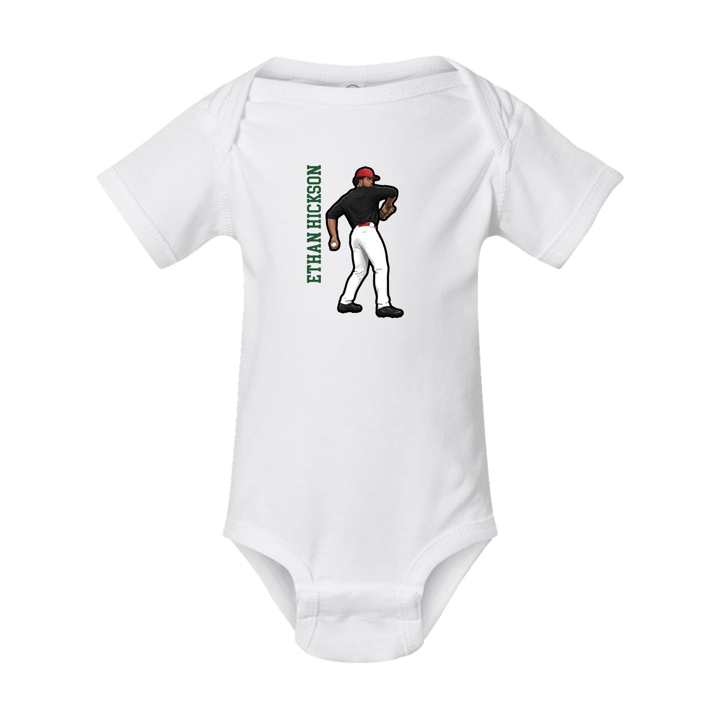 Baby Onesie — Name Vertical in White