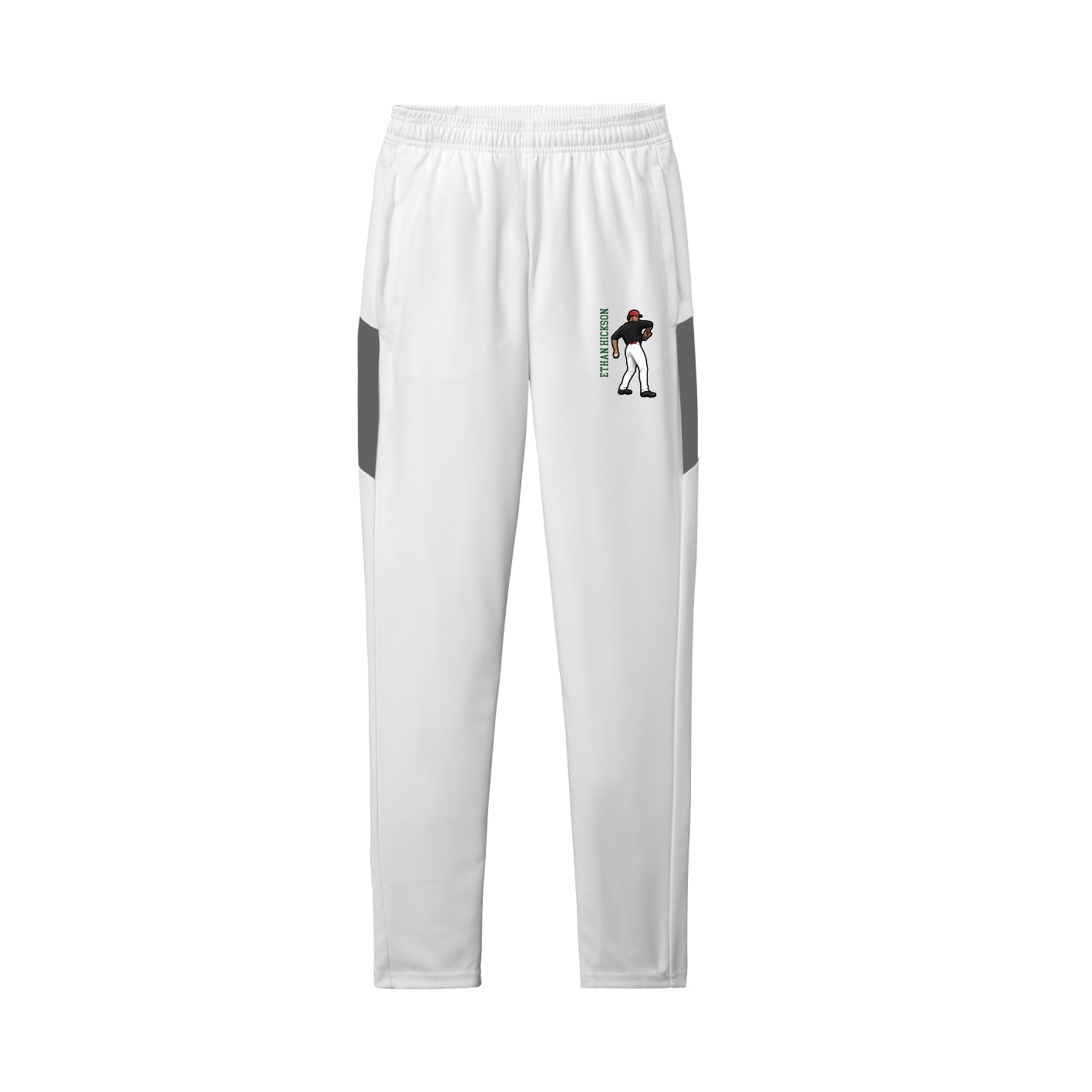 Team Travel Pant — Name Vertical in White/Grey
