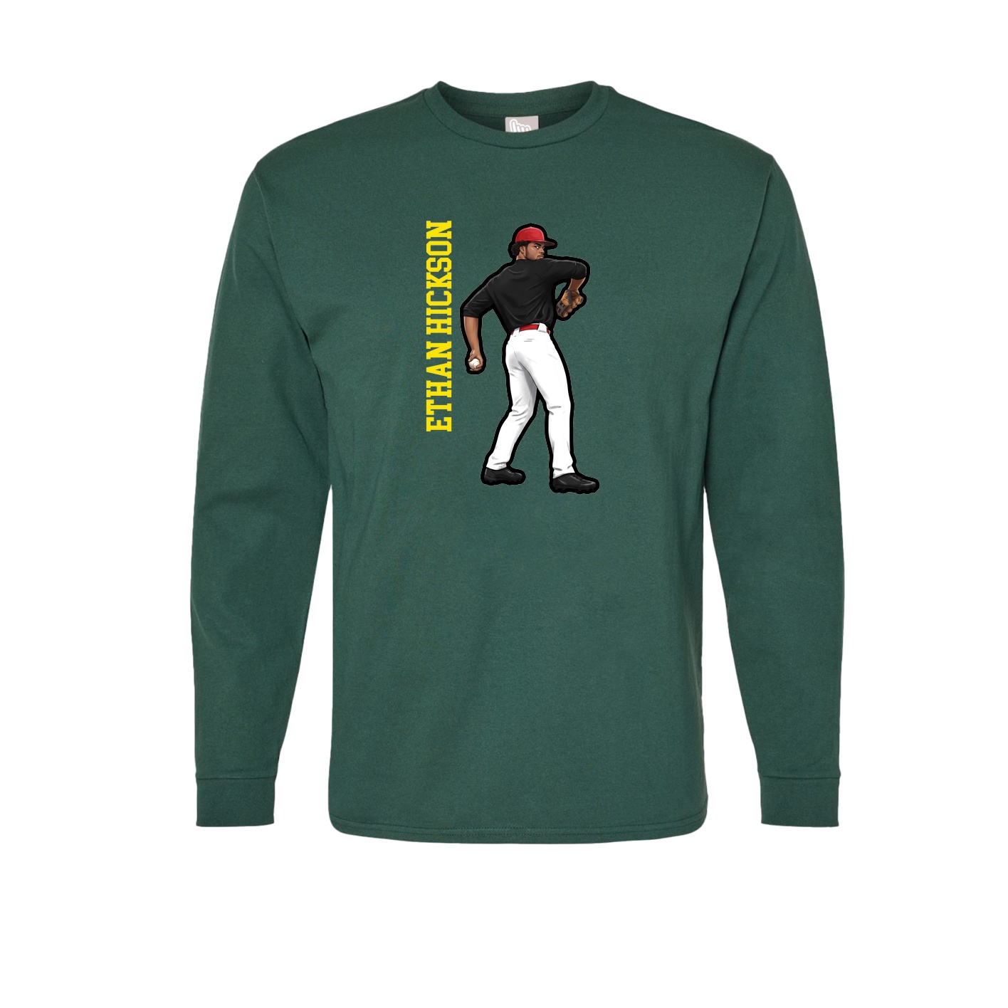 Long Sleeve Tee — Name Vertical in Green