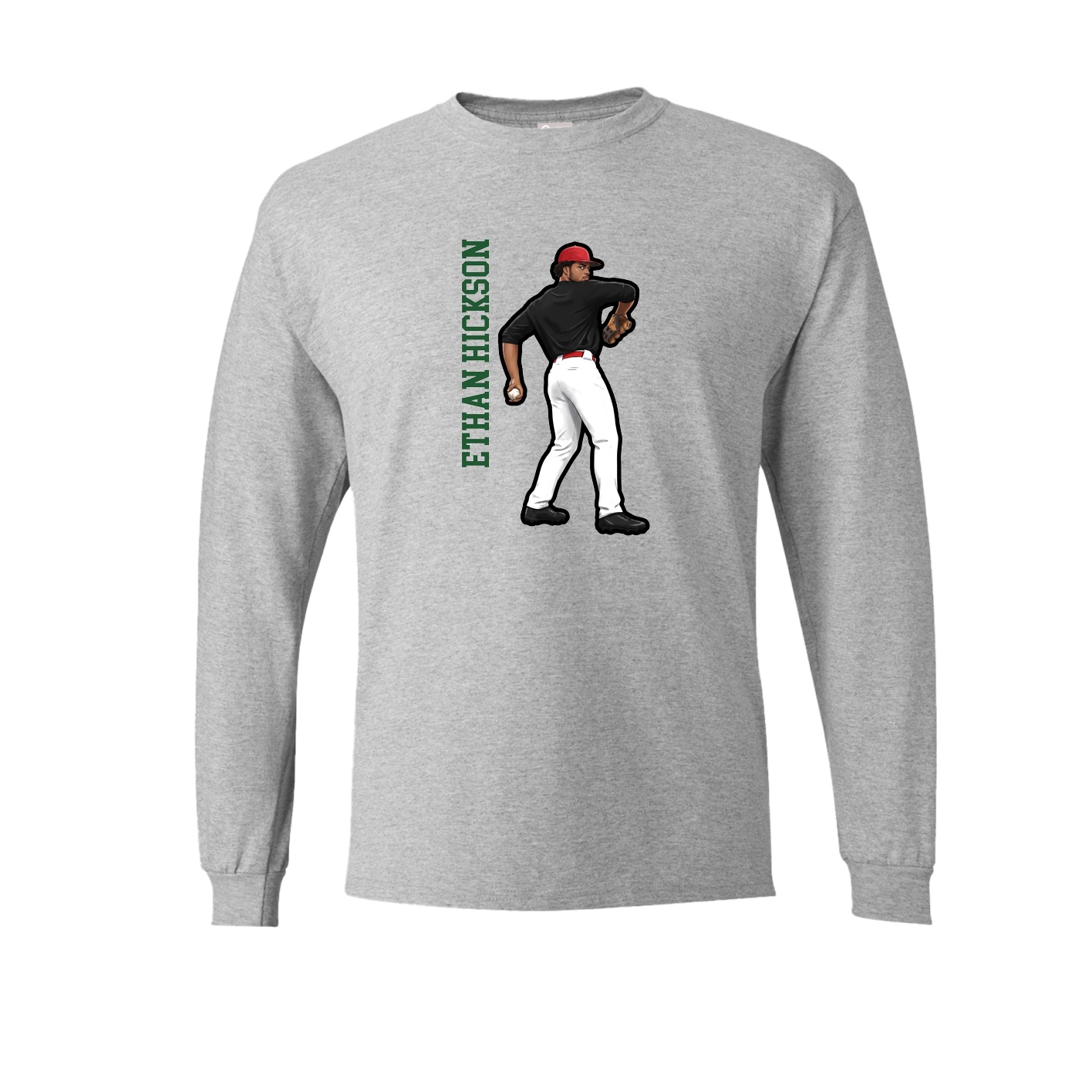 Long Sleeve Tee — Name Vertical in Grey