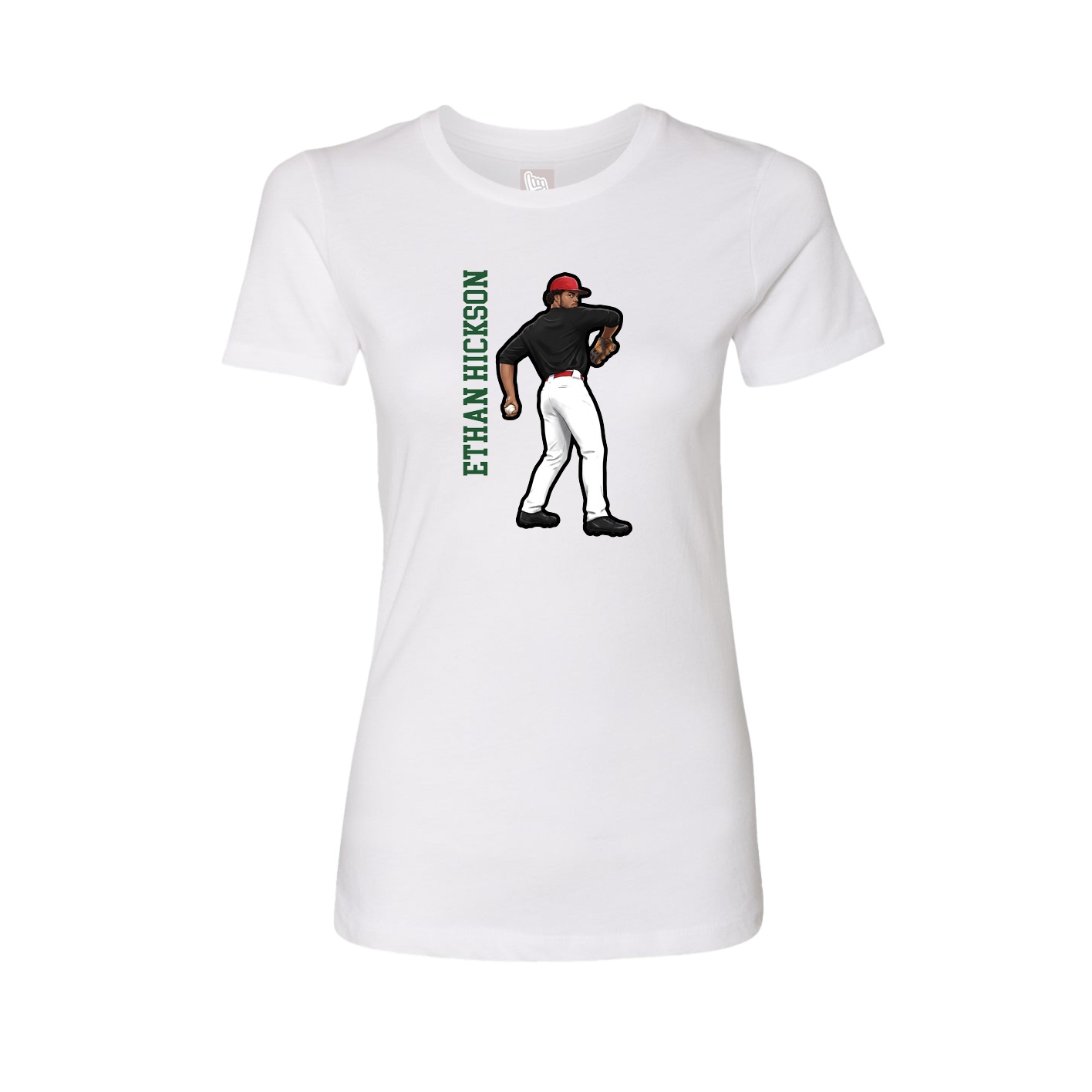 Fitted Women's Tee — Name Vertical in White