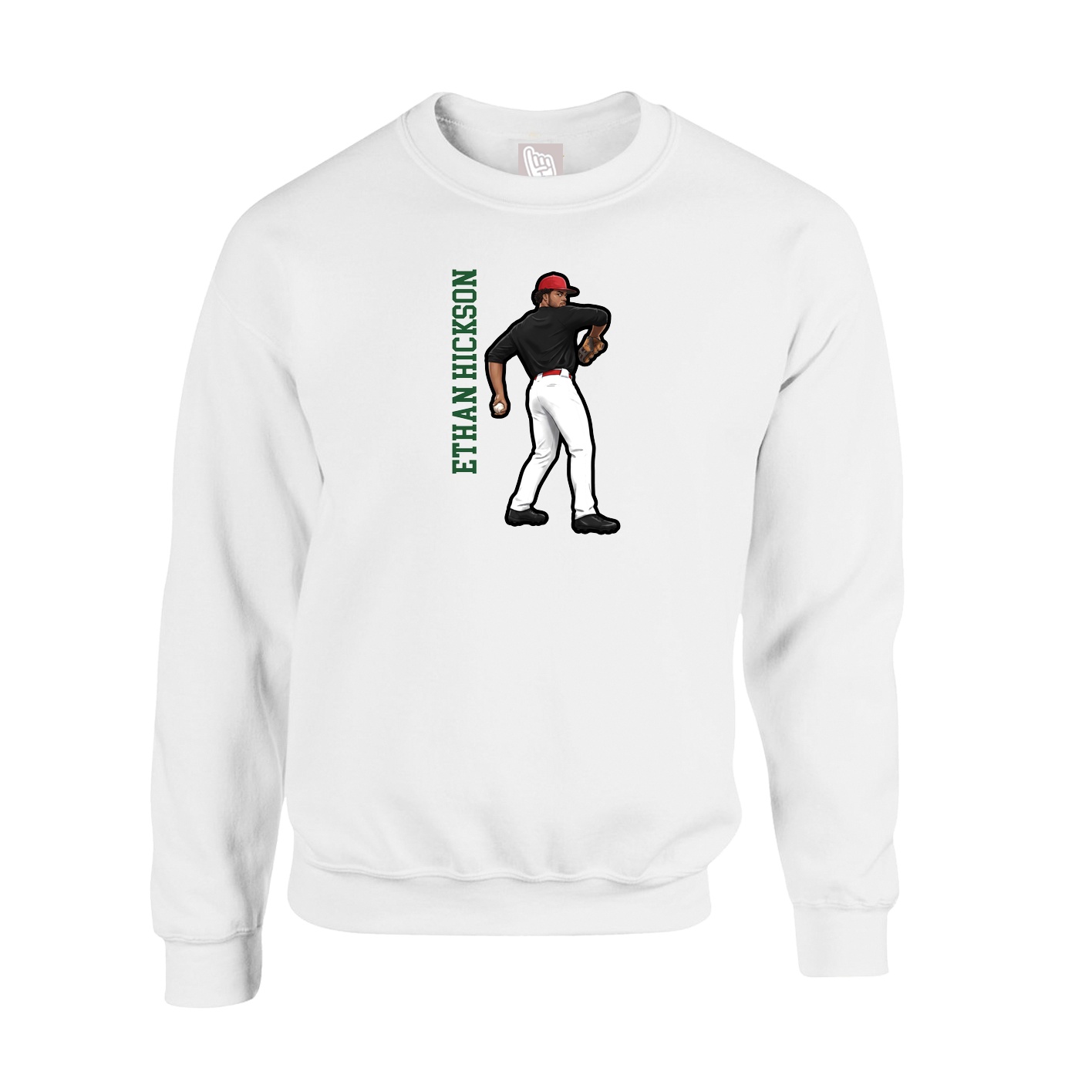 Fleece Crew — Name Vertical in White