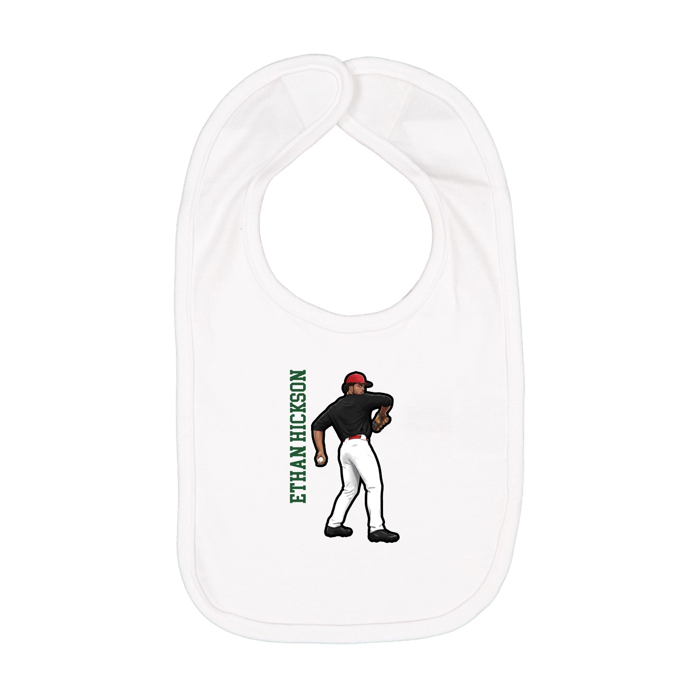Infant Bib — Name Vertical in White