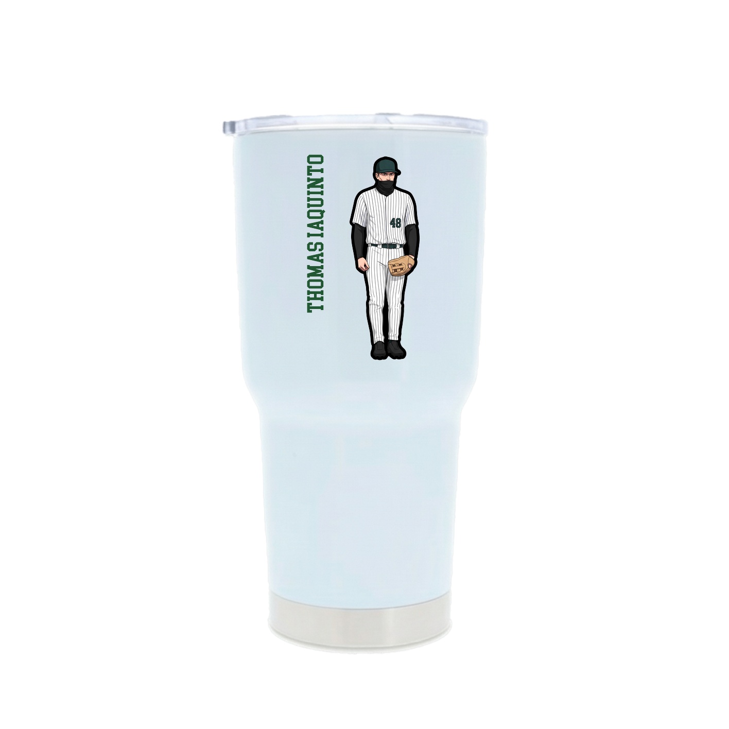 30oz Stainless Steel Tumbler — Name Vertical in White