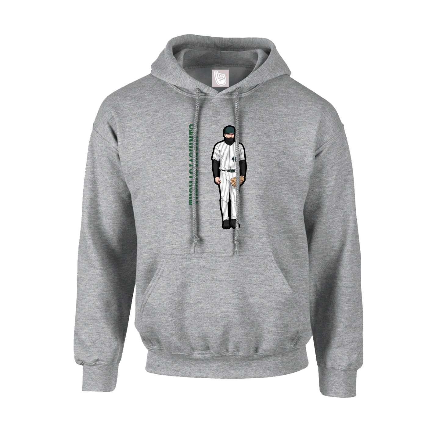 Youth Hoodie — Name Vertical in Grey
