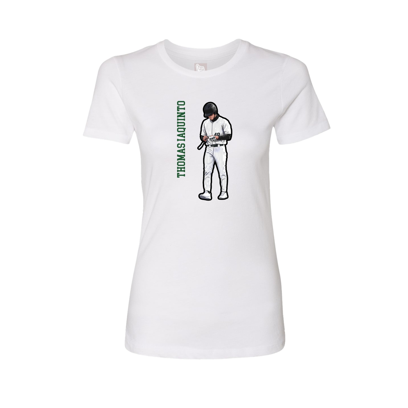 Fitted Women's Tee — Name Vertical in White
