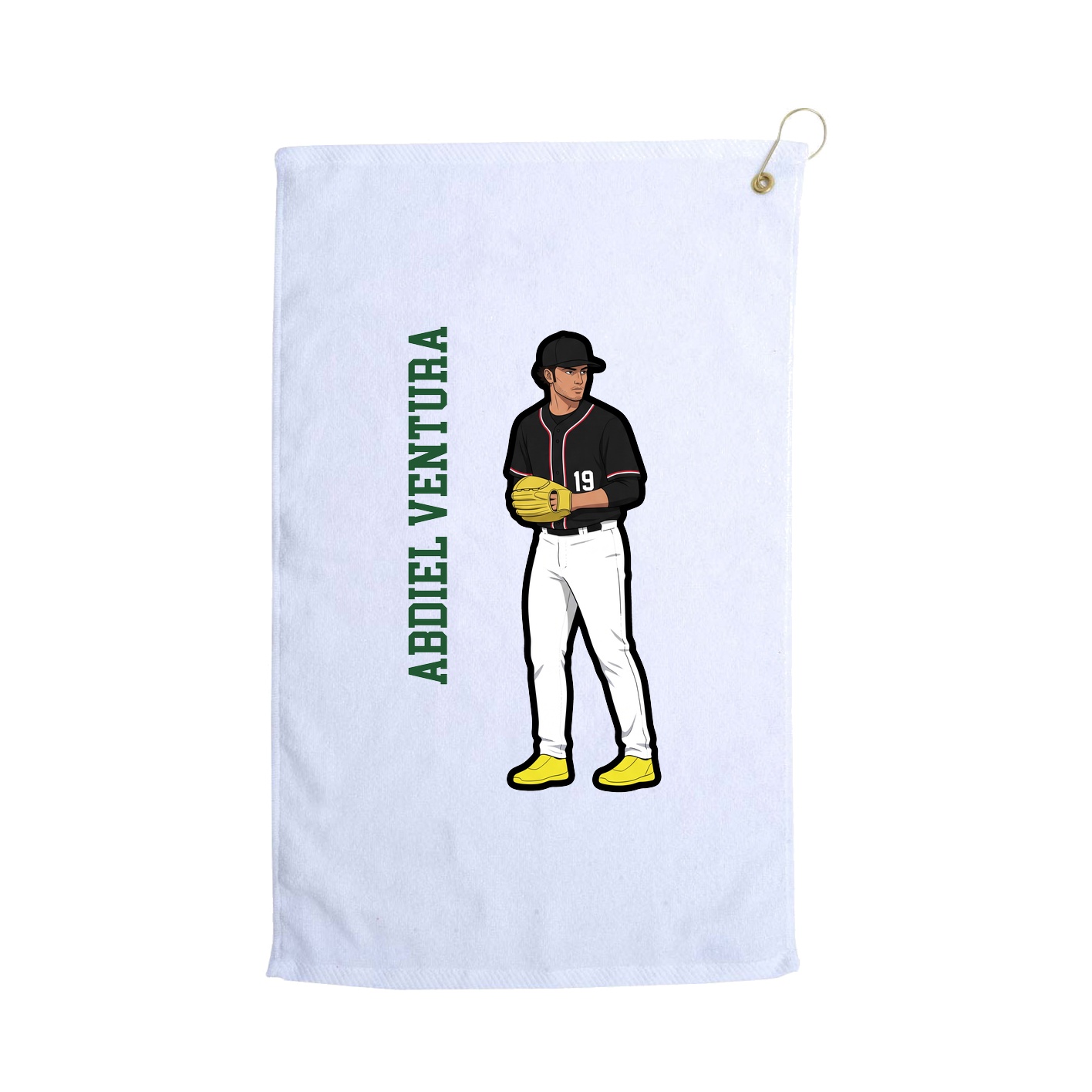 Golf Towel — Name Vertical in White