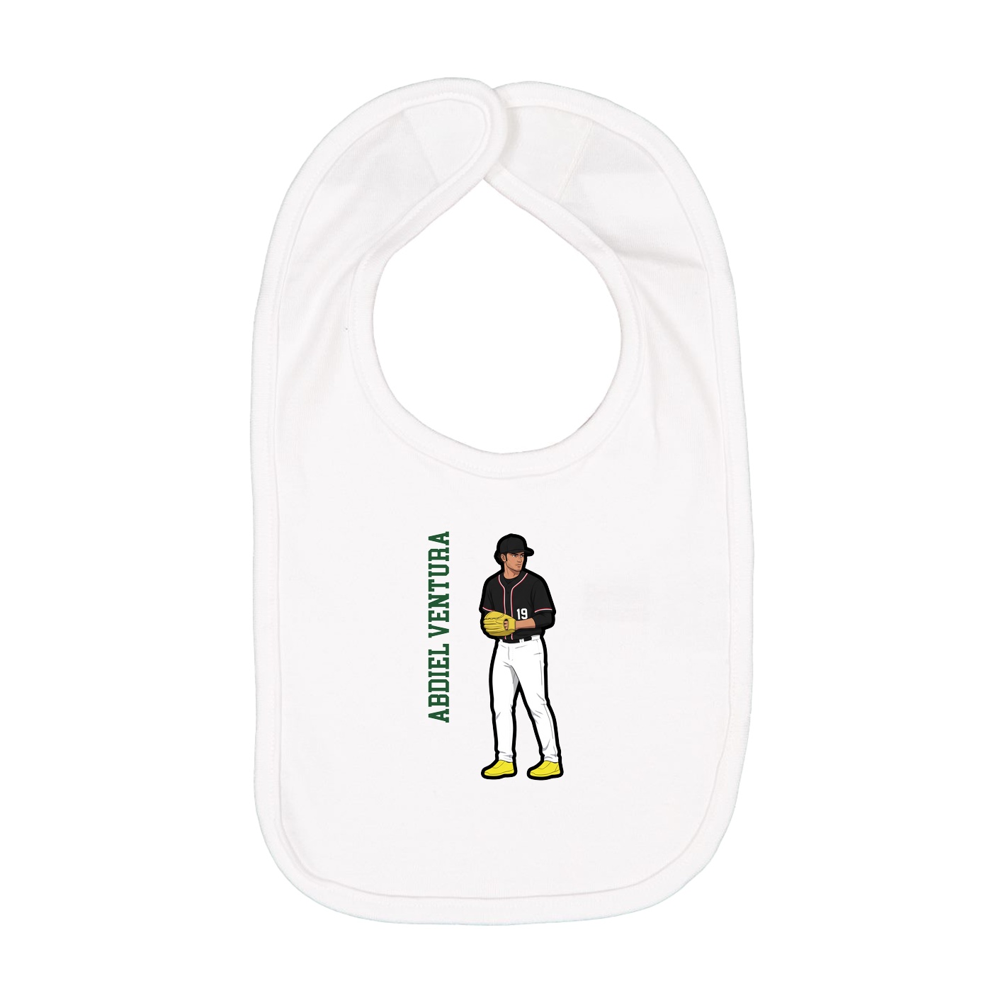 Infant Bib — Name Vertical in White