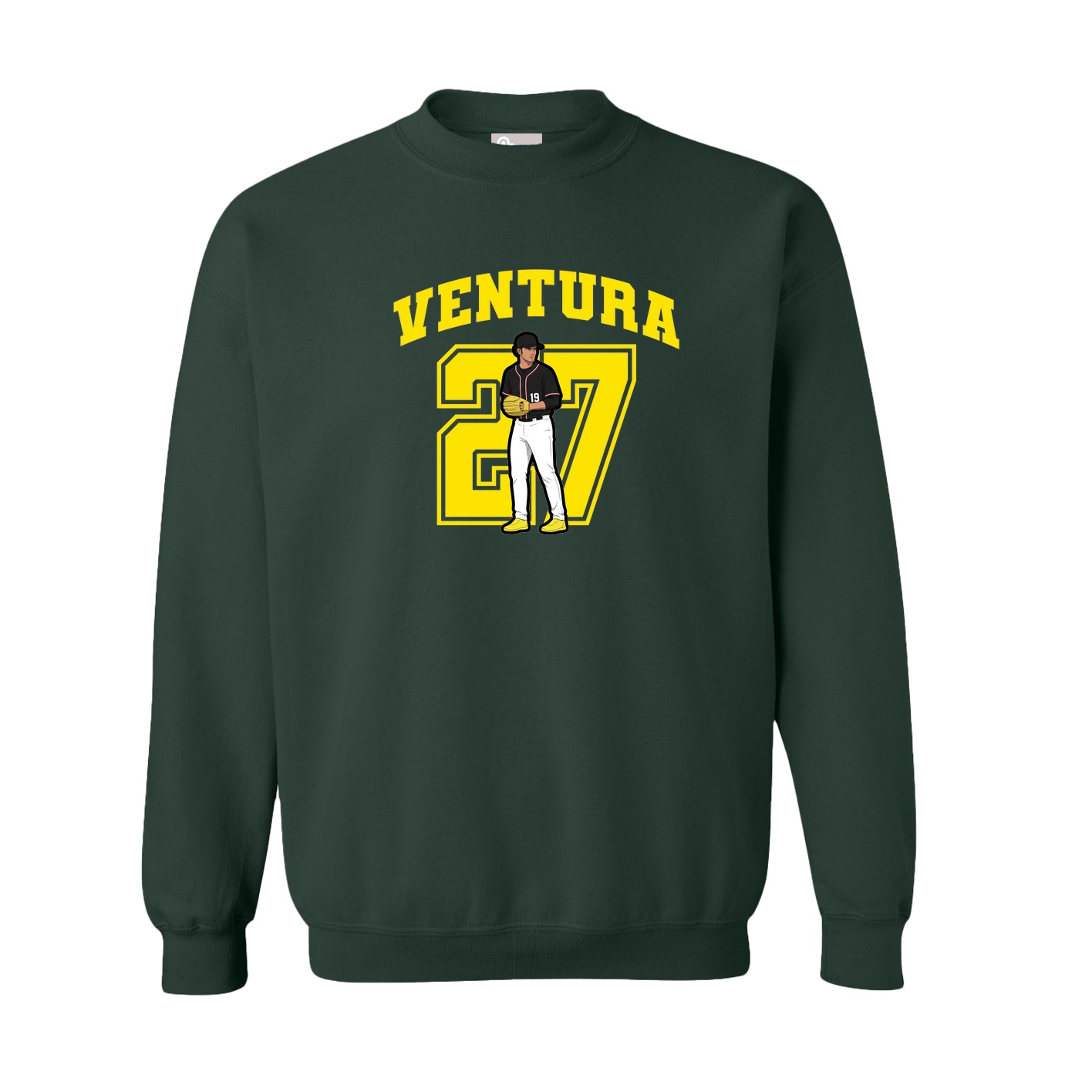 Fleece Crew — Number in Green