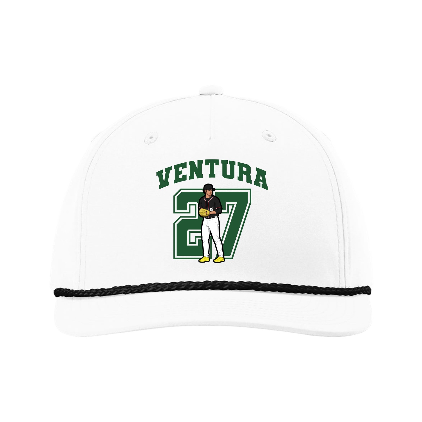 Five-Panel Classic Rope Cap — Number in White