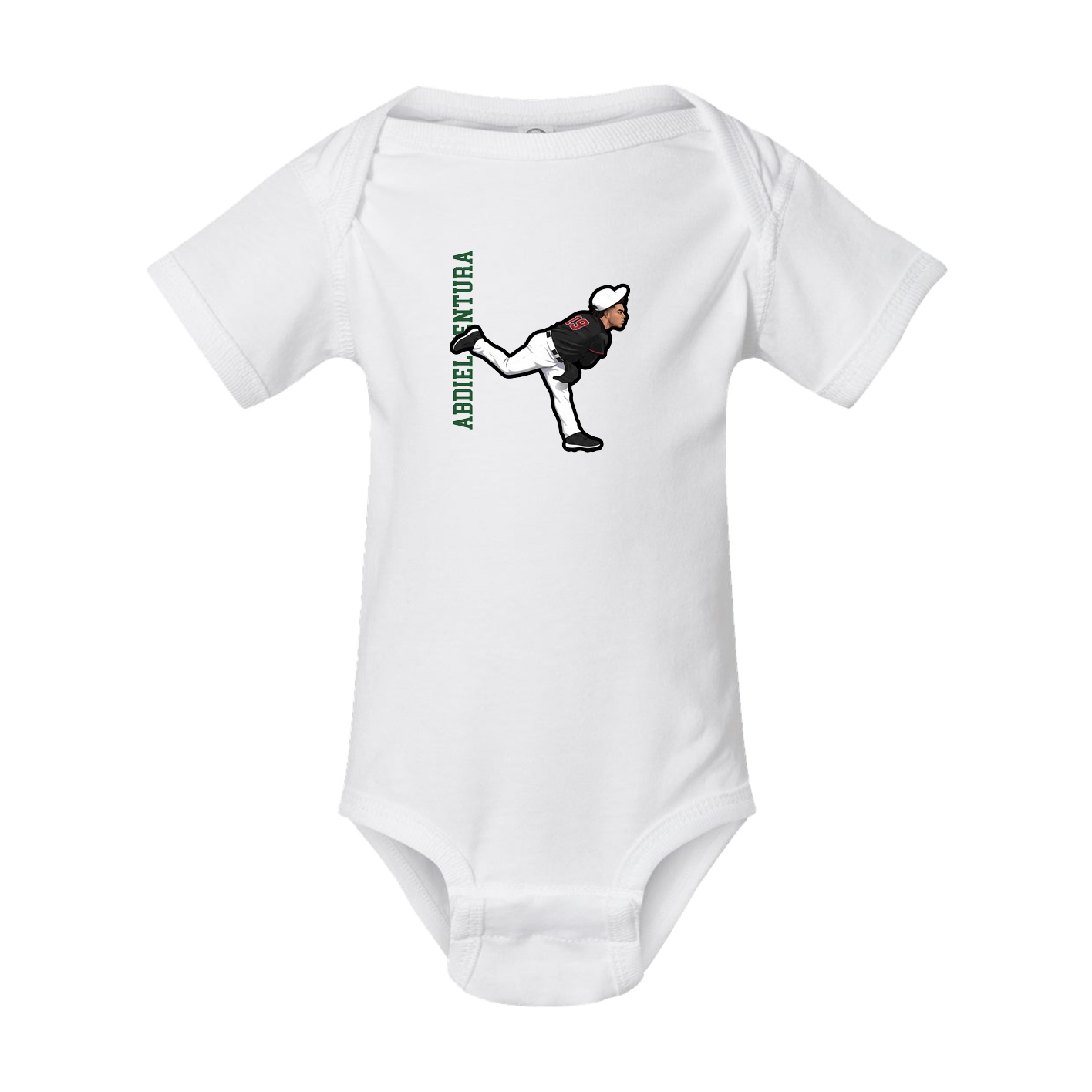 Baby Onesie — Name Vertical in White