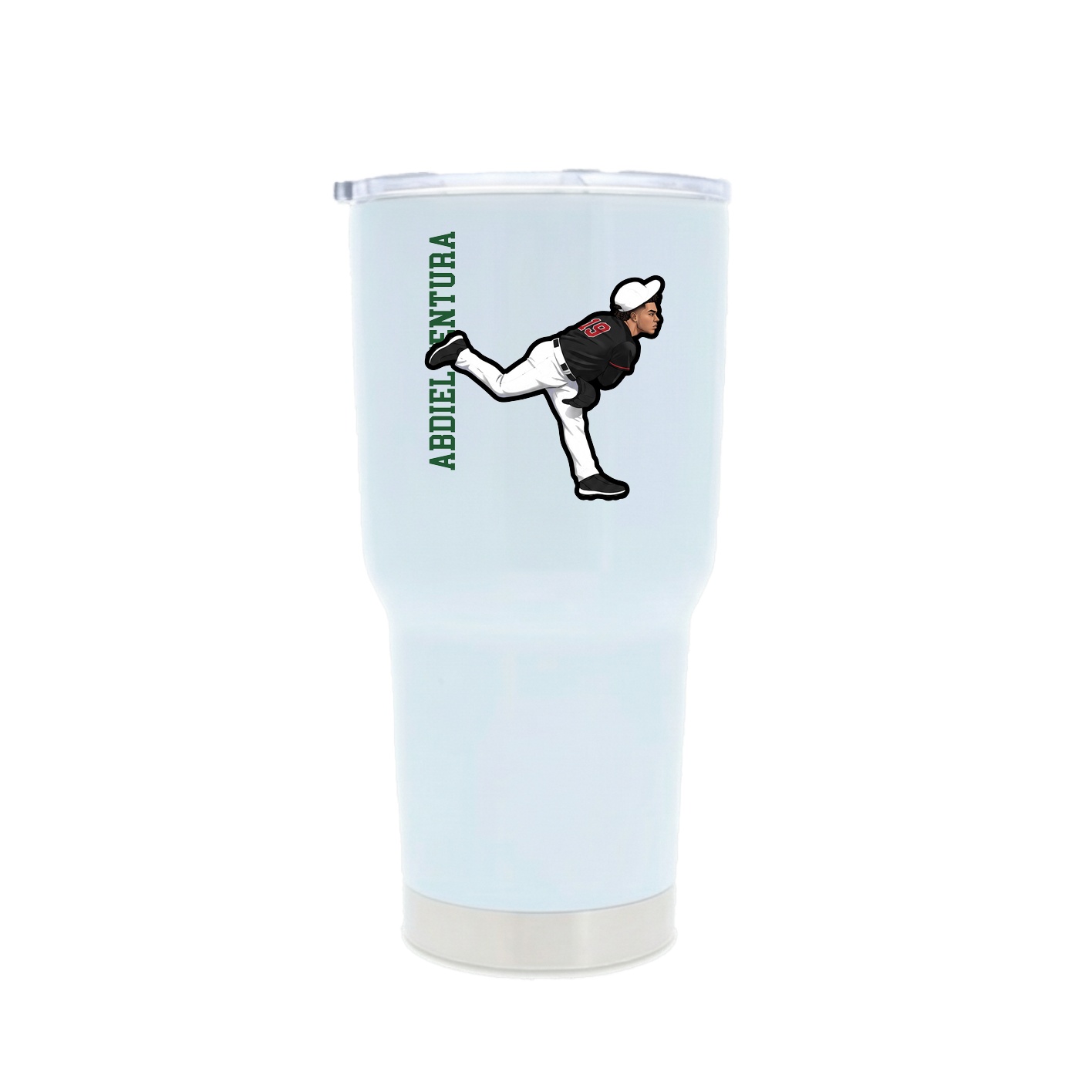 30oz Stainless Steel Tumbler — Name Vertical in White
