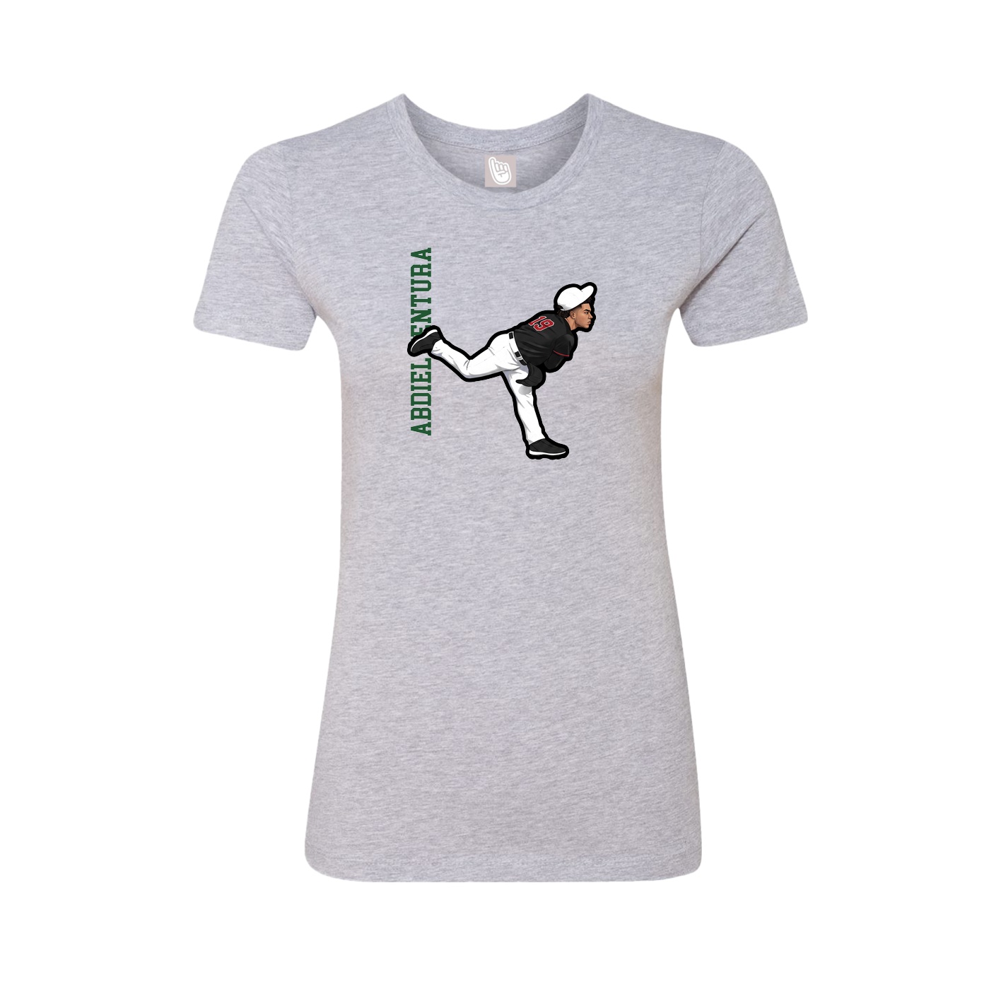 Fitted Women's Tee — Name Vertical in Grey