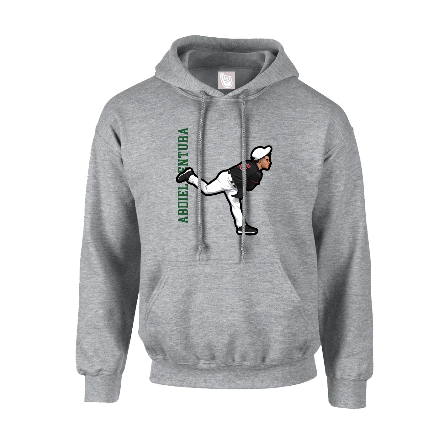 Hoodie — Name Vertical in Grey