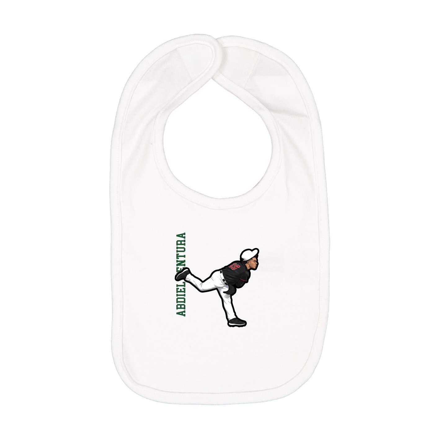 Infant Bib — Name Vertical in White