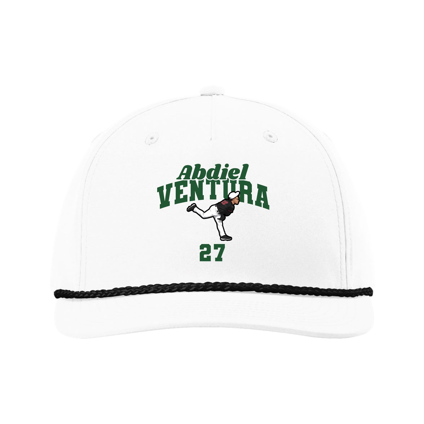 Five-Panel Classic Rope Cap — Signature Arch in White