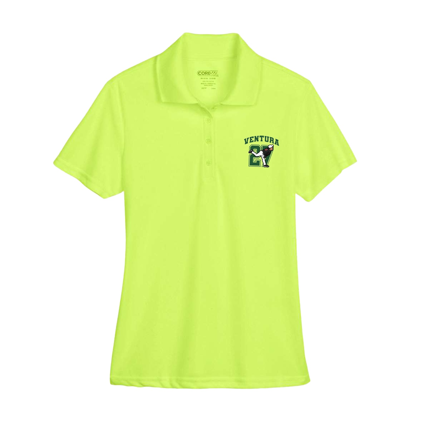 Womens Performance Polo — Number in Yellow