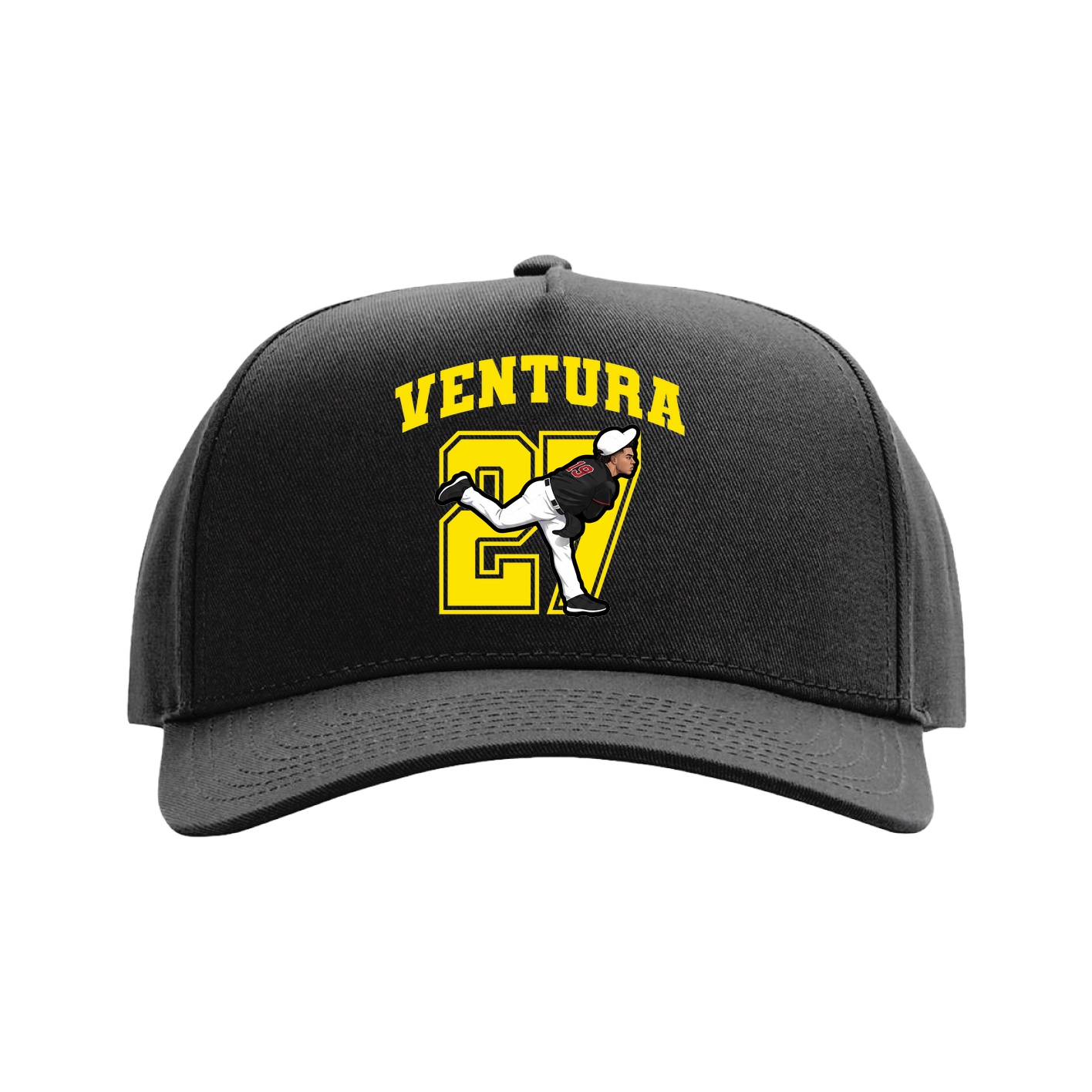 Full Fabric Five-Panel Champ Cap — Number in Black