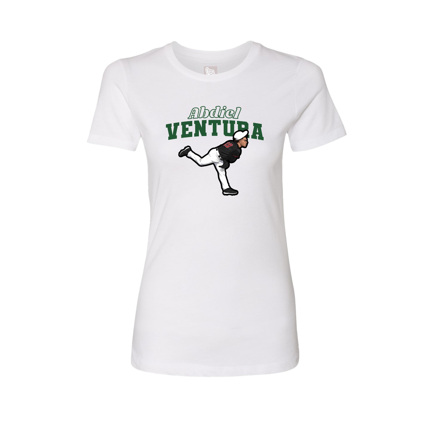 Fitted Women's Tee — Name Arch in White