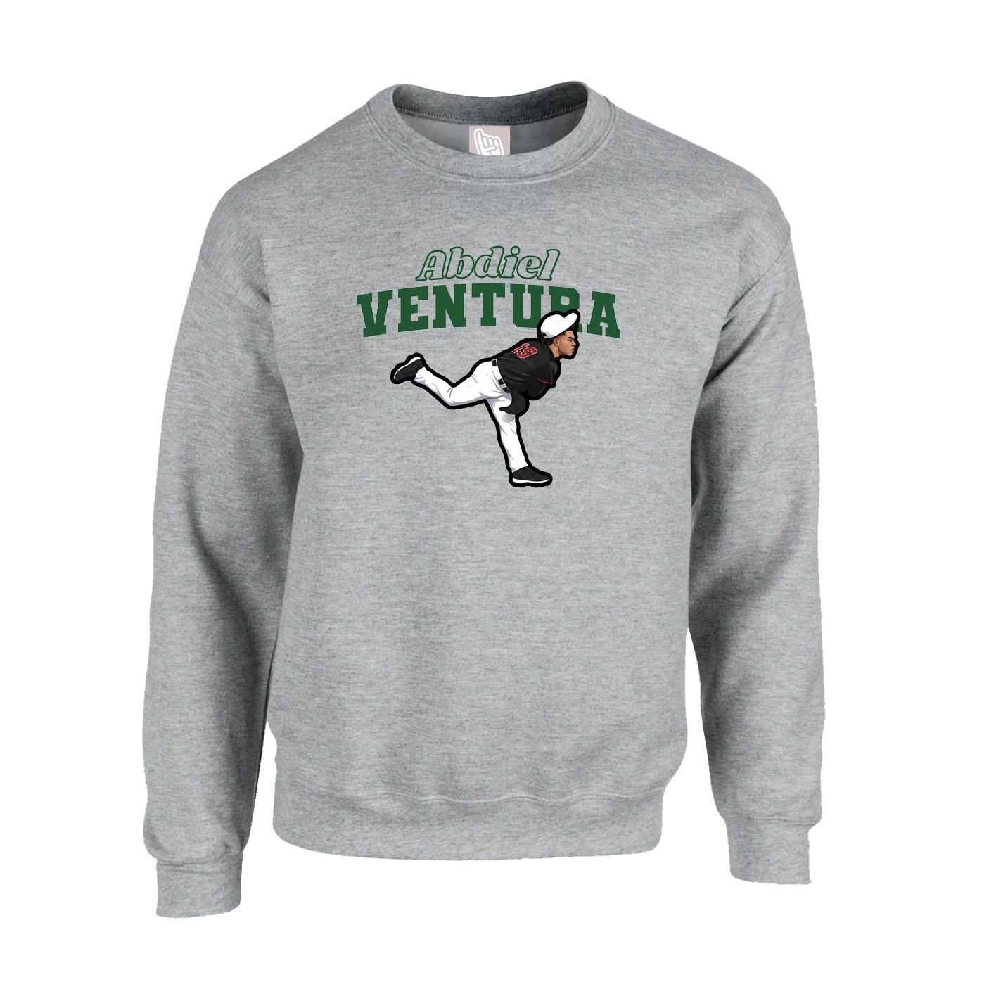 Fleece Crew — Name Arch in Grey