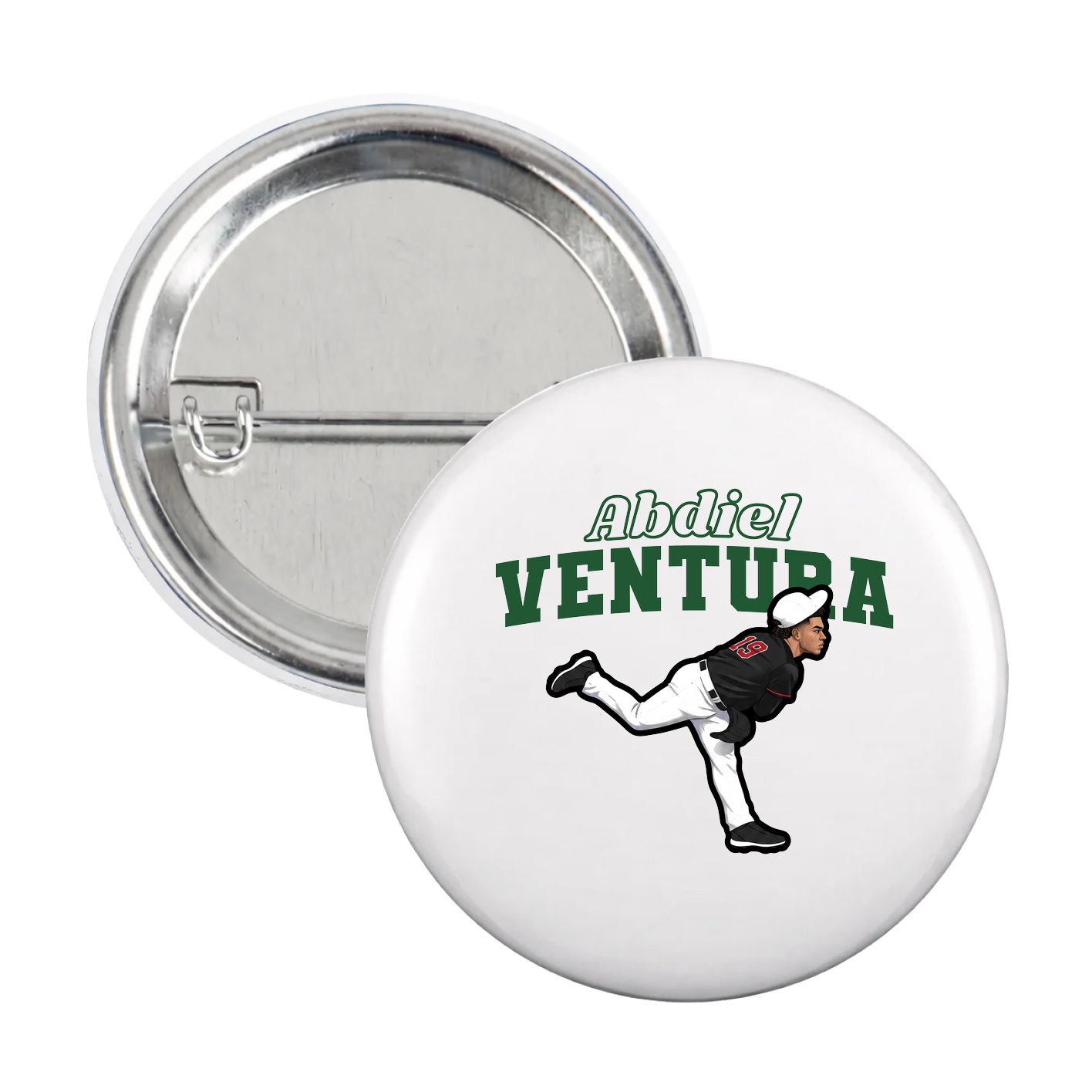 Game Day Button — Name Arch in White