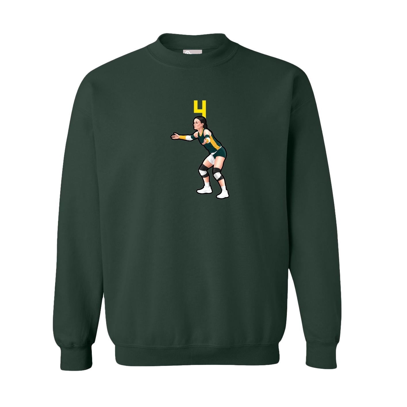 Fleece Crew — Number Top in Green