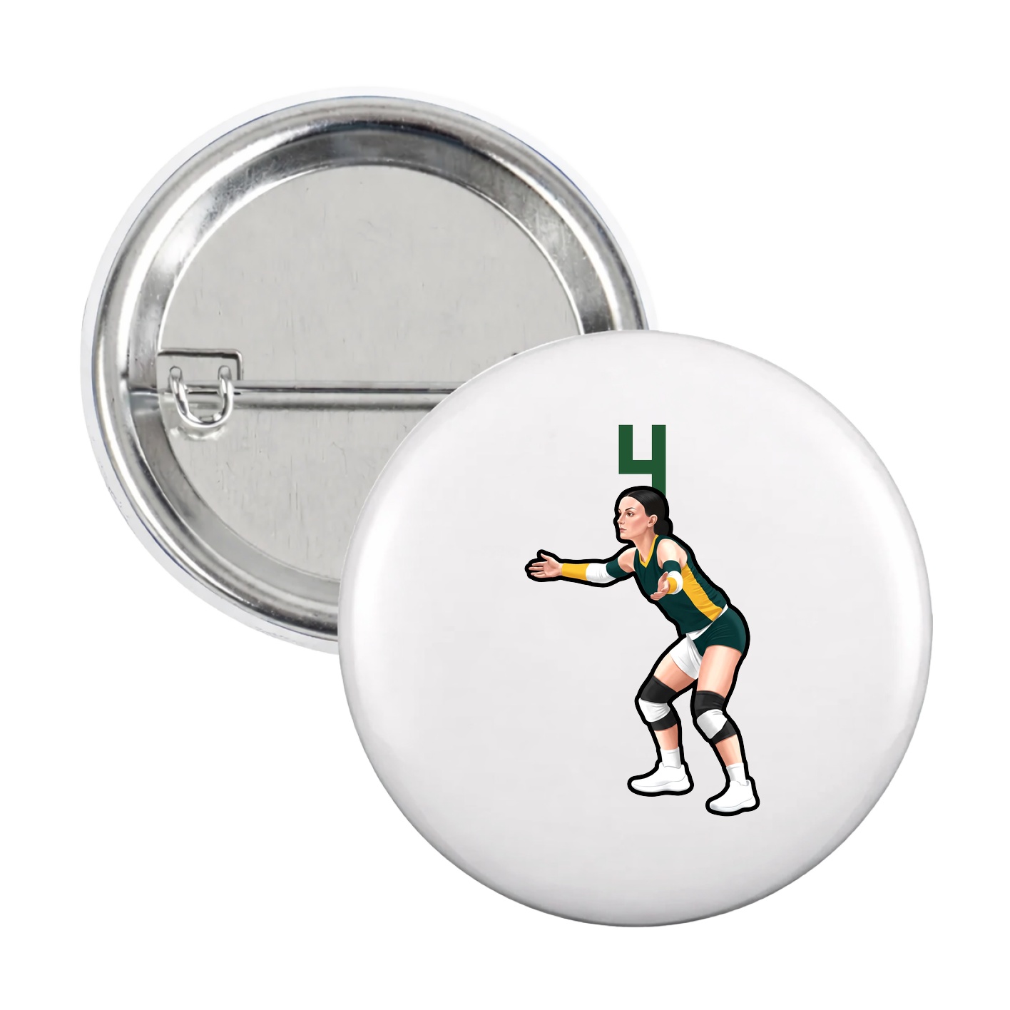 Game Day Button — Number Top in White
