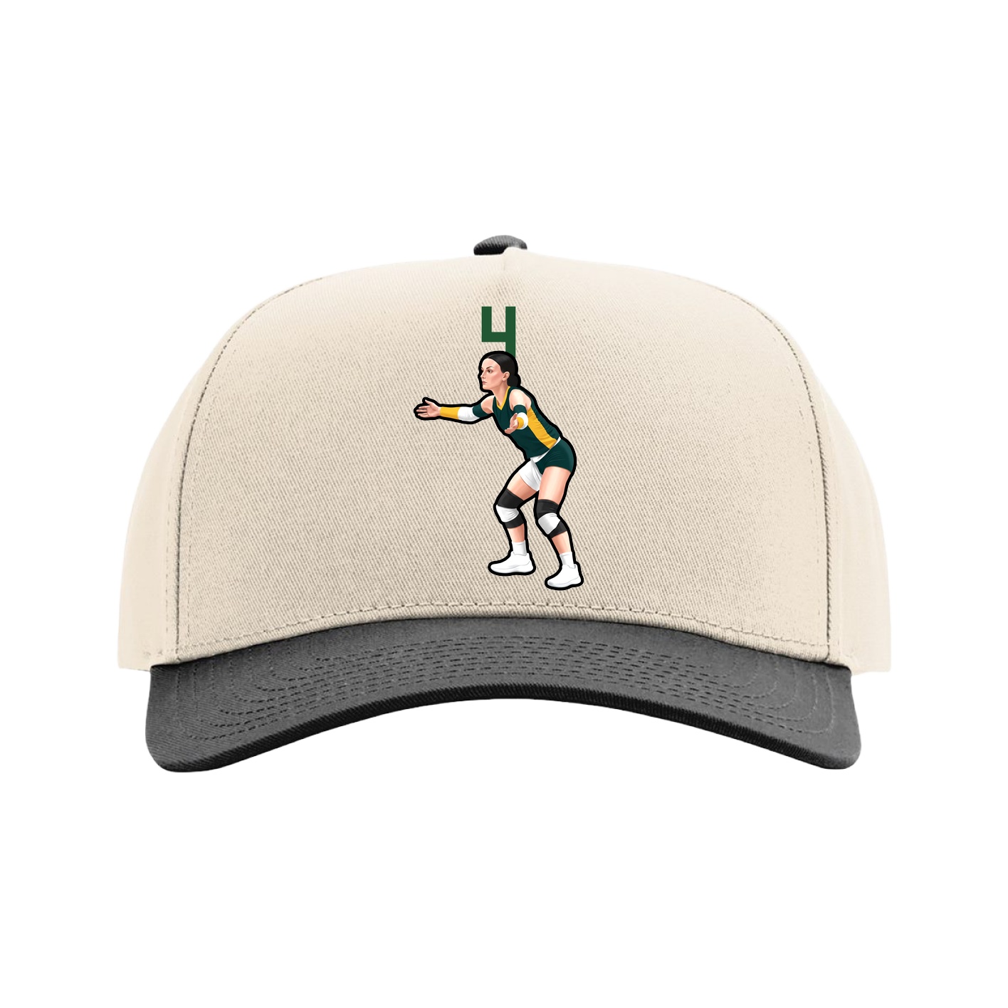 Full Fabric Five-Panel Champ Cap — Number Top in Cream/Black