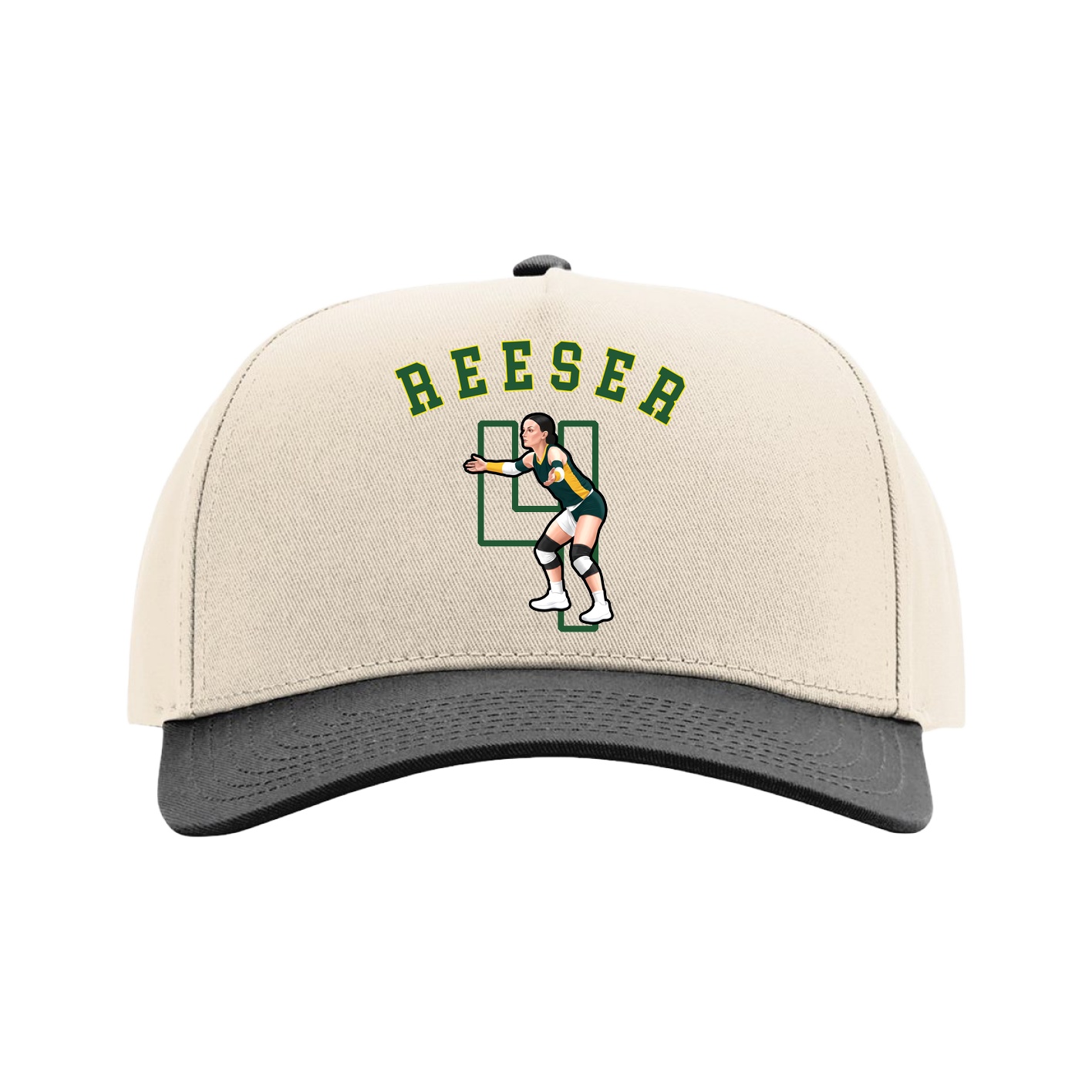 Full Fabric Five-Panel Champ Cap — Shirsey Arch in Cream/Black