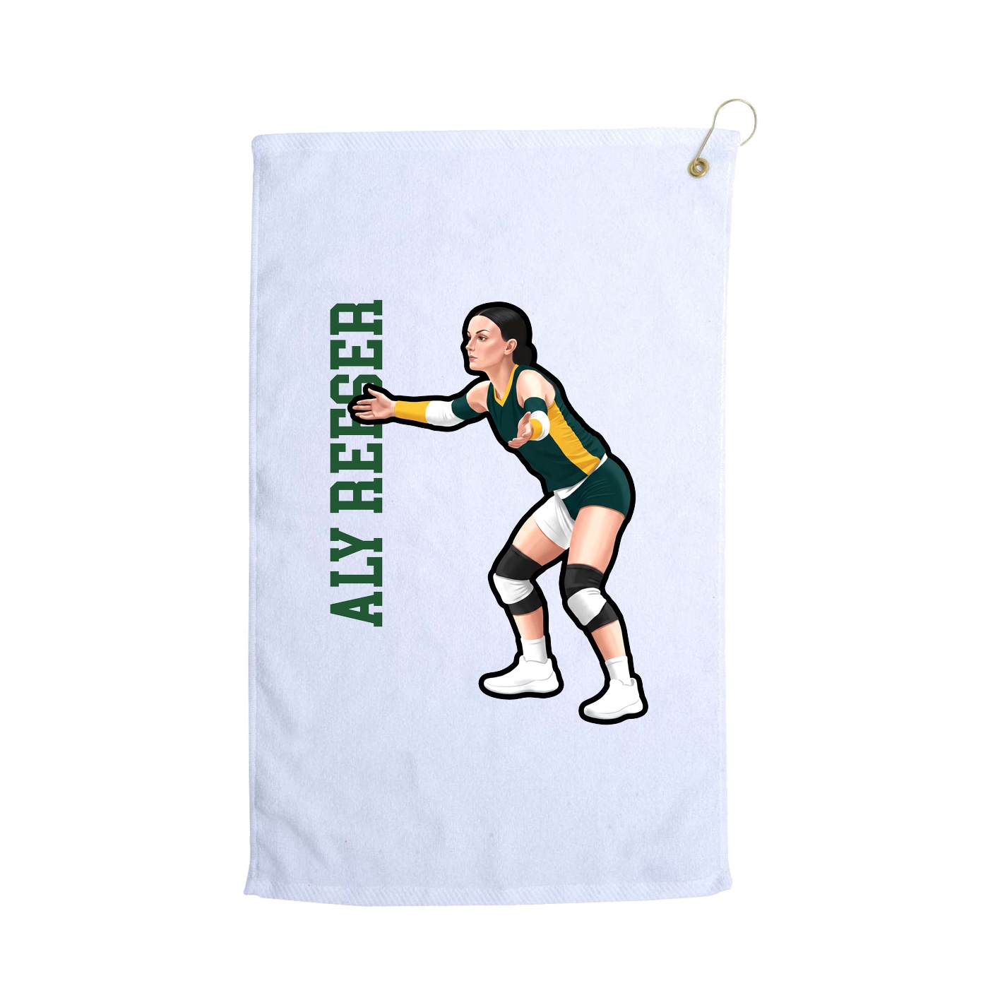 Golf Towel — Name Vertical in White