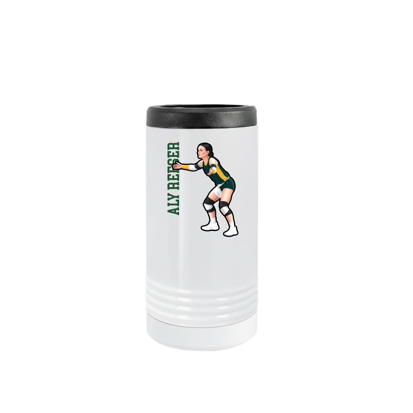 Slim Beverage Holder — Name Vertical in White